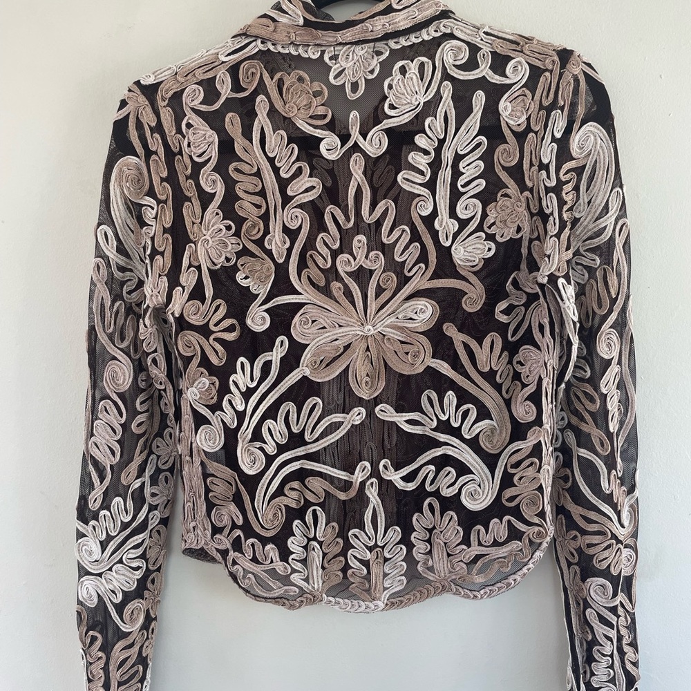 Y2k Phase Eight sheer embroidered blouse - Picture 3 of 5